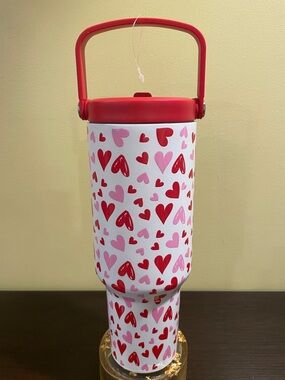 Heart Patterned Tumbler with Handle